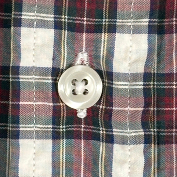 Vintage LL Bean Shirt Adult LARGE White Red Plaid Single Needle Tailoring 80s - Picture 5 of 8